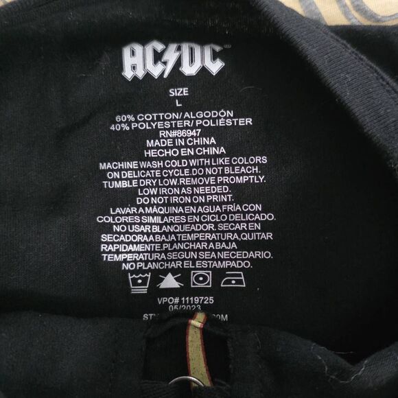 ACDC Women's Size Large Black Studded Highway to Hell Cropped T-Shirt - Picture 5 of 5
